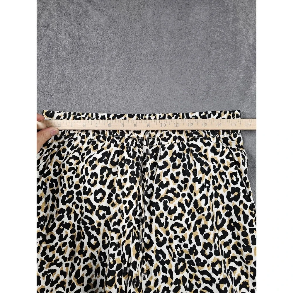 J.Crew Womens‎ Leopard Print Joggers 10 Linen Cotton Drawstring Casual Lounge